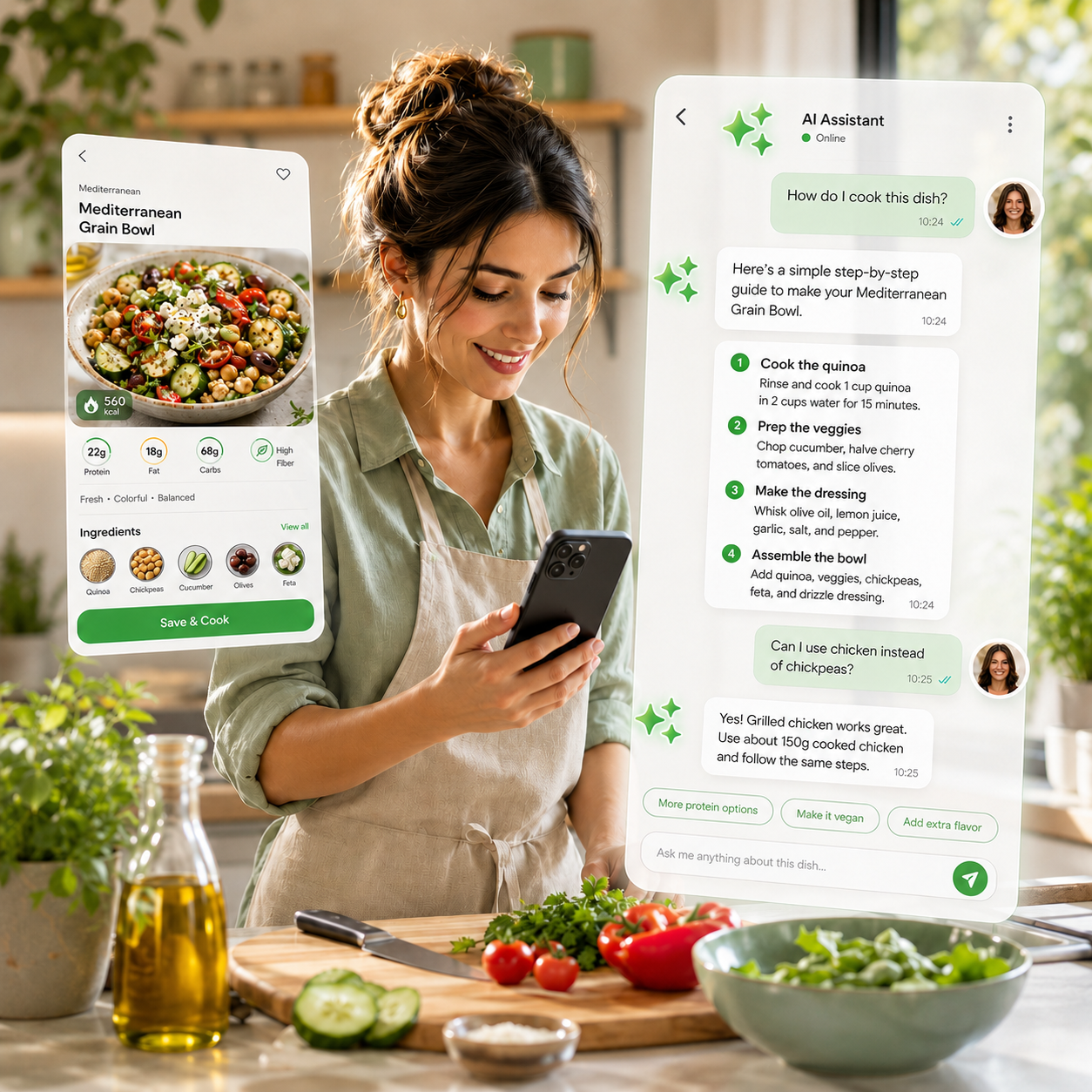 AI assistant helps cook a dish from the feed